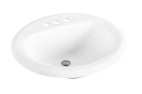 Gele 2017, 20''x17'' Oval Drop in Bathroom Vessel Sink, 3 Faucet holes w/ 4'' Punching