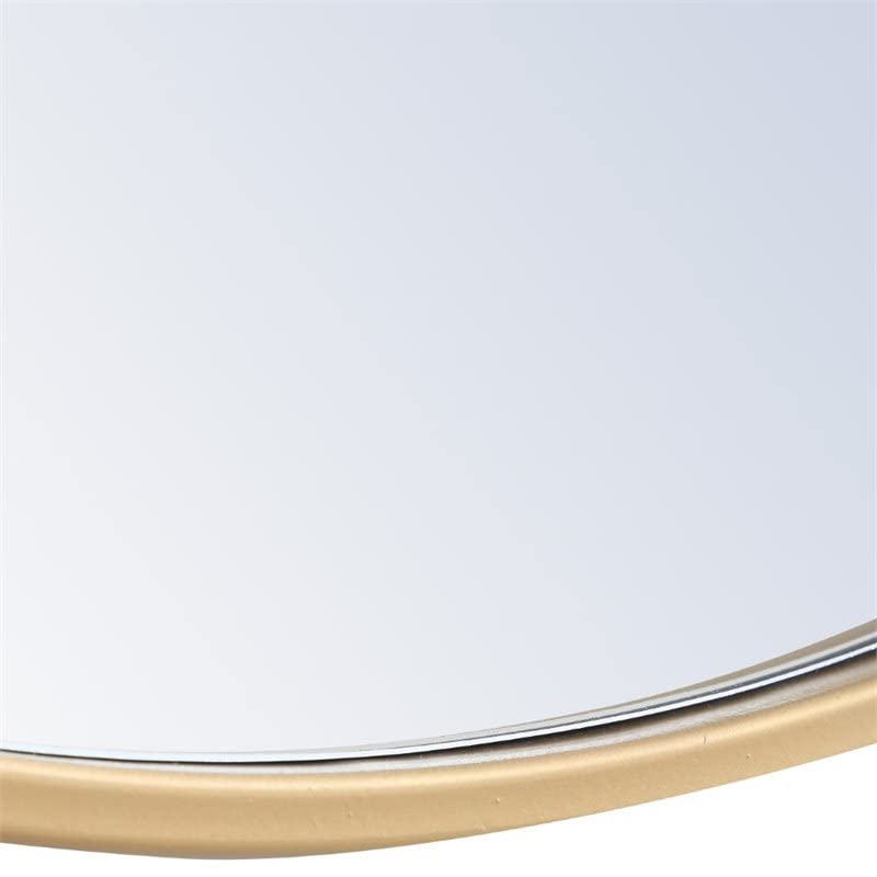 36" Contemporary Metal Frame Hooked Mirror in Brass