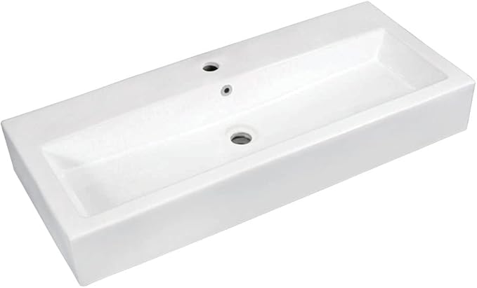 Kingston Brass EV3917 Anne Vessel Sink, 39-3/8" x 17-1/8" x 5-1/2", White