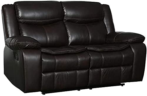 Marsden Modern Leather Air Reclining Living Room Loveseat, Brown