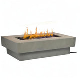 BAIDE HOME Outdoor Low Profile Fire Table, 48 - inch Rectangle Propane Gas Fire Pit Table, 50,000 BTU Modern Firepit w/Lid, Fire Glass, Cover, Pre - Attached 10ft Propane Hose, Flint Gray - Bircata