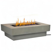 BAIDE HOME Outdoor Low Profile Fire Table, 48 - inch Rectangle Propane Gas Fire Pit Table, 50,000 BTU Modern Firepit w/Lid, Fire Glass, Cover, Pre - Attached 10ft Propane Hose, Flint Gray - Bircata