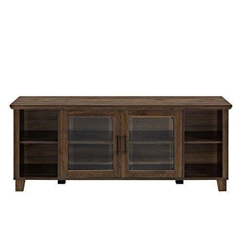 Row 64" TV Stand Console Entertainment Center Credenza with Glass Door Storage