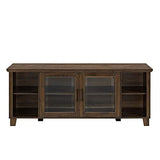 Row 64" TV Stand Console Entertainment Center Credenza with Glass Door Storage