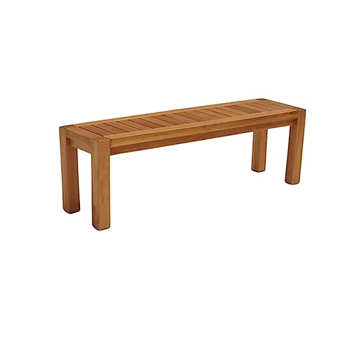 Acacia Wood Traditional Backless Bench, 5-Foot Indoor/Outdoor Wooden Porch, Patio