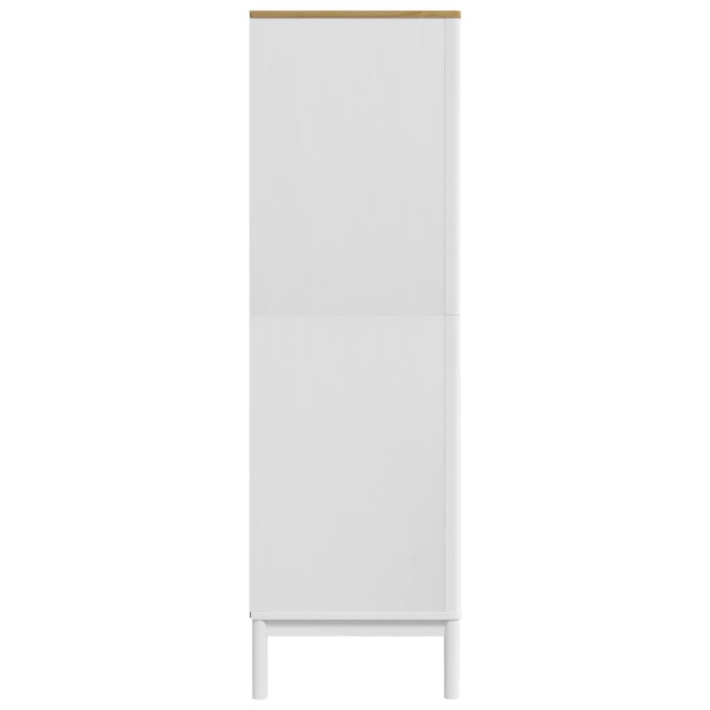 Wardrobe FLORO - Solid Pine Wood, White Finish, 30.3"x20.9"x67.3"