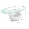 Contemporary Glass Coffee Table for Living Room, Oval Glass Table Set