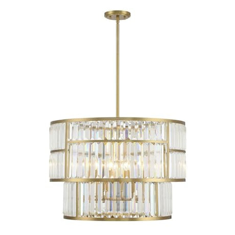 5 Light Pendant in Glam Style-19.25 Inches Tall and 26 Inches Wide-Warm Brass Finish