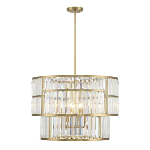 5 Light Pendant in Glam Style-19.25 Inches Tall and 26 Inches Wide-Warm Brass Finish