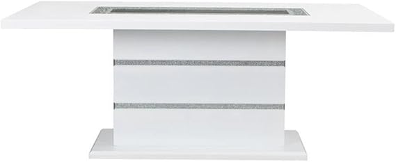Gaines Wooden Rectangular Top Dining Table in White High Gloss