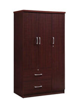 Mahogany Wardrobe Armoire with Hanging Rod, 2 Doors, Spacious Storage