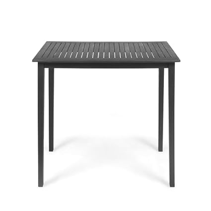 Teresa Outdoor Minimalist Acacia Wood Rectangle Bar Table Dark Gray