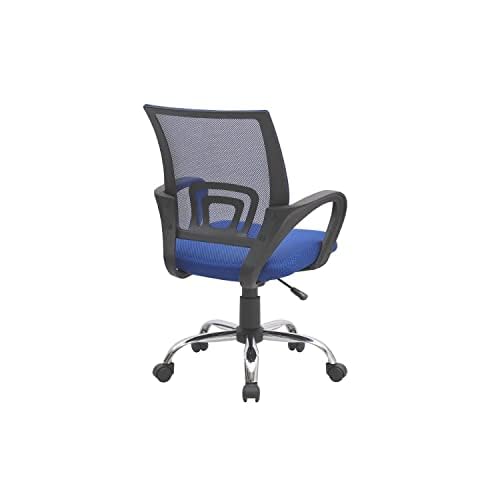Office Desk Chair with Adjustable Lumbar Support – Comfortable Swivel Computer Chair, Rolling Task Chair for Home Office, White Executive Chair with Wheels - Blue