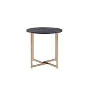 Bromia Round Wooden End Table in Black and Champagne