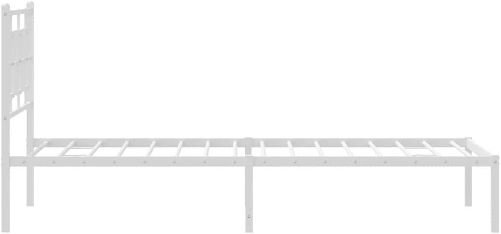 Strawberry Fairy Elegant White Metal Bed Frame for Timeless Comfort, Sturdy Steel Construction, Includes Headboard, 39.4" x 78.7"