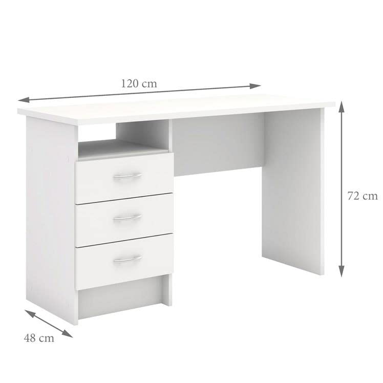 Whitman Desk with 3 Drawers, White