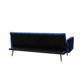 Mid Century Convertible Sofa Couch for Living Room, Button Tufted Velvet Sofa Bed for Small Apartment, Modern Futon Couch in Navy Blue