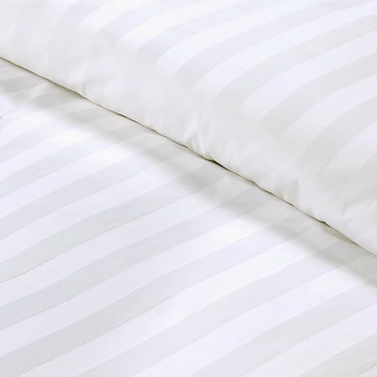 Collection Duvet Cover King Size 100% Cotton Satin White Striped with Zipper Closer