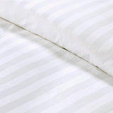 Collection Duvet Cover King Size 100% Cotton Satin White Striped with Zipper Closer