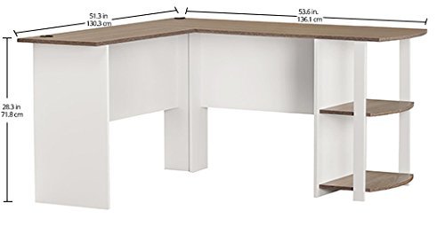 L Shaped Computer Desk with Monitor Stand, Reversible Corner Desk for Home