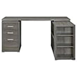 L Shape Corner Storage Desk in Weathered Gray, Letter/Legal File, 5 Bookshelves