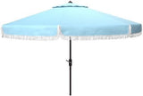 PAT8008A Collection Milan Fringe Navy and White 9Ft Crank Outdoor Push Button