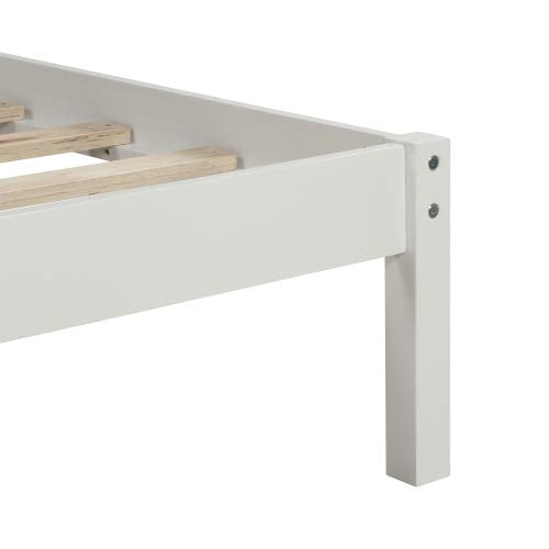 Rustic Style Wooden Bed with Wood Slat Support, No Box Spring Needed, Full Size, White