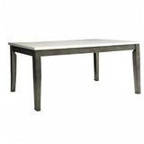 Benjara Benzara Wooden Dining Table with Marble Top, White and Gray