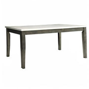 Benjara Benzara Wooden Dining Table with Marble Top, White and Gray