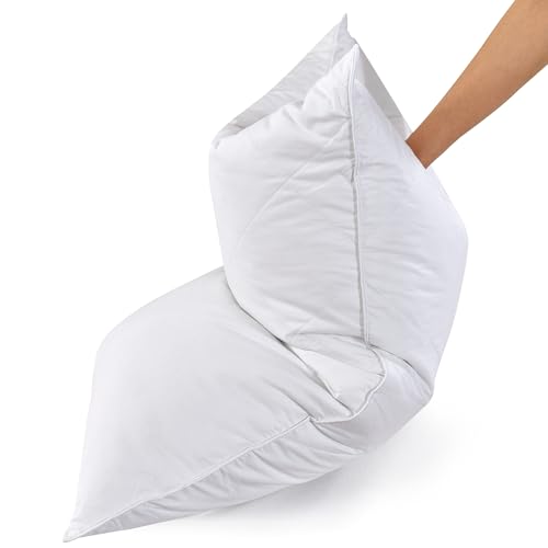 White Goose Feather Bed Pillows Queen/Standard Size Set of 2- Soft 600 Thread Count 100% Cotton