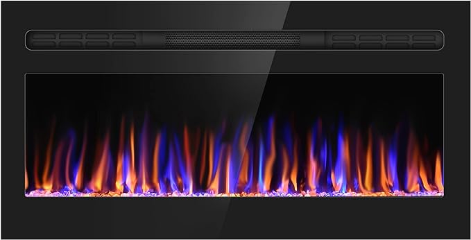 Electric Fireplace 60" Upgrade Fireplace Heater Recessed & Wall Mounted