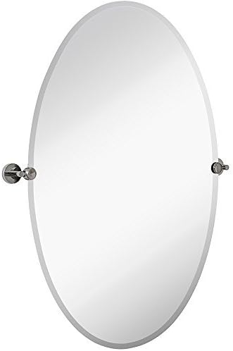 24x36 Inch Oval Frameless Pivot Wall Mirror - Oil Rubbed Bronze Brackets