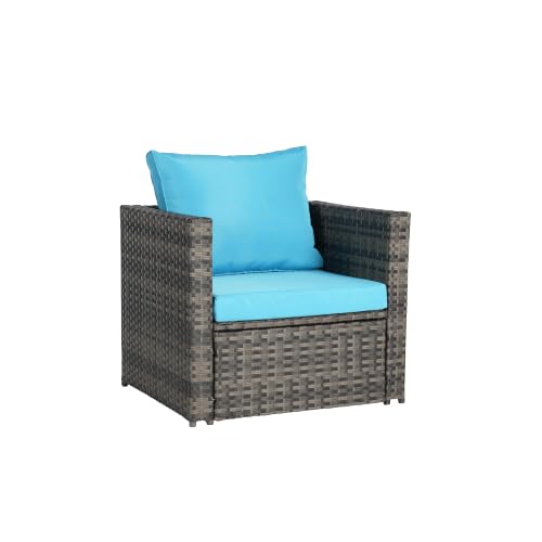 3-Piece Outdoor Patio Furniture Set, L-Shaped Wicker Sectional Sofa