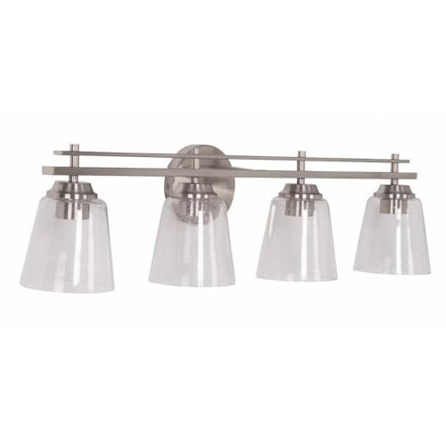 19633BNK4 Drake Minimalist Rail Silhouette & Clear Seeded Glass Globes Vanity Bath Wall