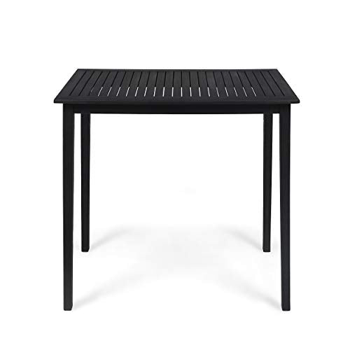 Teresa Outdoor Minimalist Acacia Wood Rectangle Bar Table Dark Gray