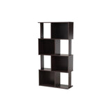 Riva Modern and Contemporary Dark Brown Finished Geometric Wood Bookshelf