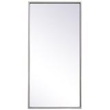 28" x 14" Modern Metal Frame Mirror in Sliver Finish