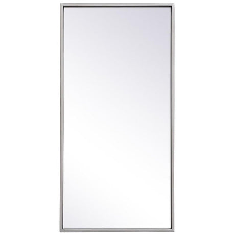 28" x 14" Modern Metal Frame Mirror in Sliver Finish