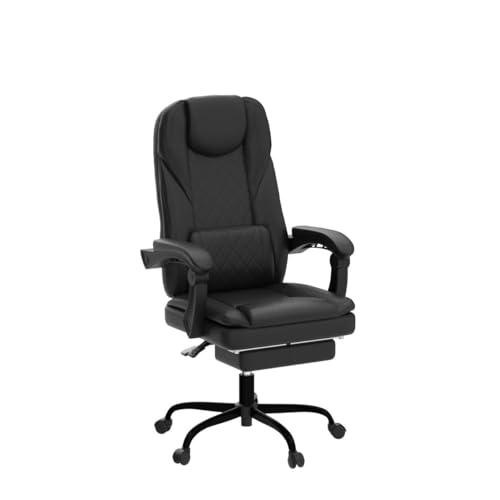 Guessky Executive Office Chair, Big and Tall Office Chair with Foot Rest Reclining Leather