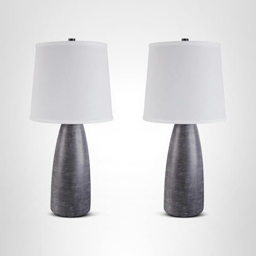 Shavontae Modern Table Lamp Set - 27.5" Gray Poly Lamps (2-Pack)