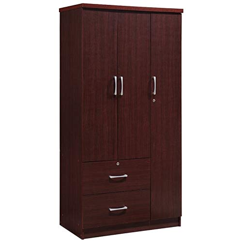 Pemberly Row 3 Door Armoire with 2 Drawer in Mahogany