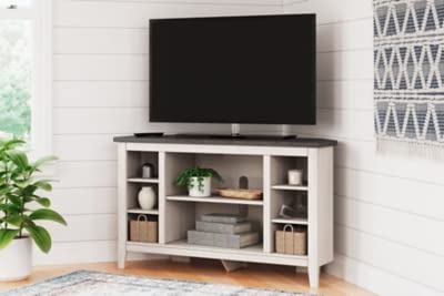 Dorrinson Modern Corner TV Stand with Fireplace Option & Fits TVs Up to 48 Inches