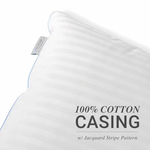 eLuxurySupply 4-Pack Premium Bed Pillows - Medium Density and Medium Loft Ideal for Back and Side Sleepers - 100% Cotton Casing - 20"X28" Standard/Queen Size