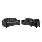 Sectional Sofa 3Pieces, Living Room Furniture Sets, Modern Style Include 7-Seater Loveseat/Armchair, Velvet Button Tufted Sofas&Couches for Bedroom, Office, Black-h615