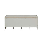 Upholstered Bench with Removable Cushion in Beige and White