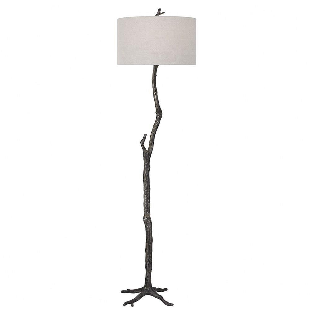 Spruce Cast Iron Floor Lamp - Rustic Black Finish