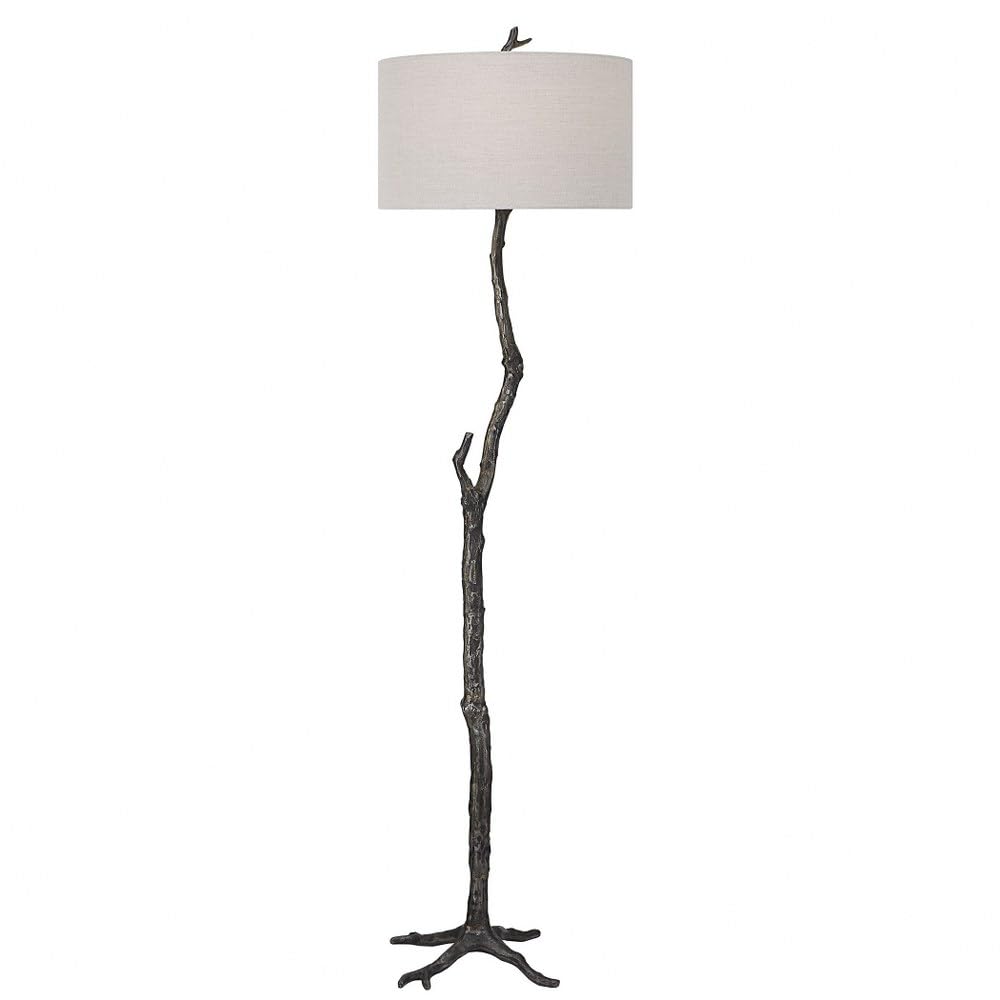 Spruce Cast Iron Floor Lamp - Rustic Black Finish