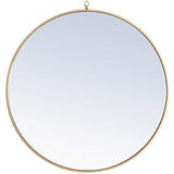 36" Contemporary Metal Frame Hooked Mirror in Brass