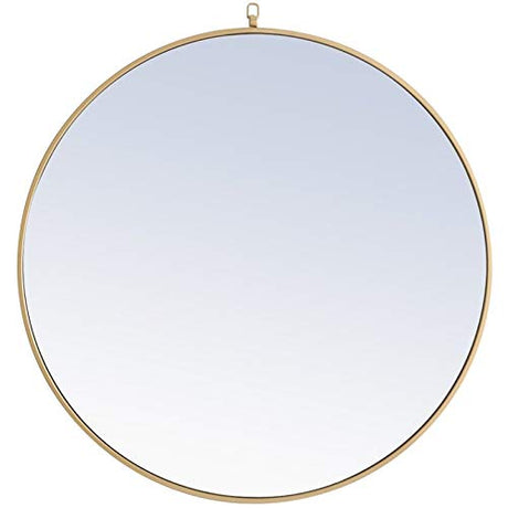 36" Contemporary Metal Frame Hooked Mirror in Brass