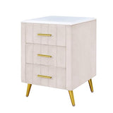 3 Drawers Nightstand with Metal Legs&Handles,Upholstered Nightstand with Faux Marble